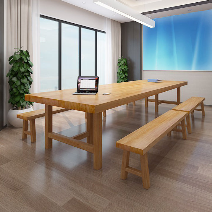 Solid Wood Meeting Table Simplicity Fixed Writing Table for Home Office Clearhalo 'furn' 'furn_office_desk' 'Furniture' 'Office Desks' 'Office Furniture' 'office_desk' 5509929