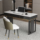 Modern 2-drawer Office Desk Sintered Stone Home Desk with Metal Base 39.4"L x 19.7"W x 29.5"H Clearhalo 'furn' 'furn_office_desk' 'Furniture' 'Office Desks' 'Office Furniture' 'office_desk' 5509974