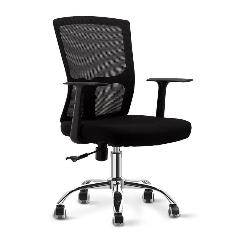 Ergonomic Mesh Desk Chair Mid Back Arms Chair with Swivel Casters Matte Black Steel Clearhalo 'furn' 'furn_office_chair' 'Furniture' 'Office Chairs' 'Office Furniture' 'office_chair' 5510060