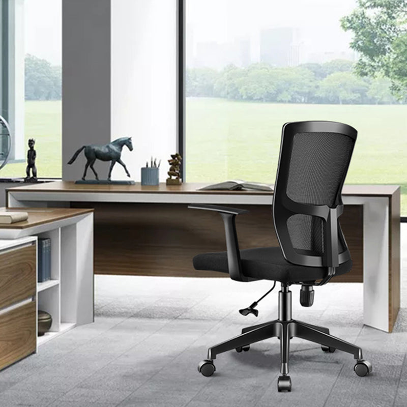 Ergonomic Mesh Desk Chair Mid Back Arms Chair with Swivel Casters Clearhalo 'furn' 'furn_office_chair' 'Furniture' 'Office Chairs' 'Office Furniture' 'office_chair' 5510061