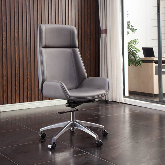 Contemporary Chair High Back Executive Ergonomic Managers Chair Grey Faux Leather