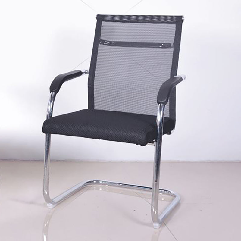 Modern Black Steel Desk Chair with Mid Back and High Back Home Office Chair Black 1 Piece Mid-Back (14-22 in.) Clearhalo 'furn' 'furn_office_chair' 'Furniture' 'Office Chairs' 'Office Furniture' 'office_chair' 5510302