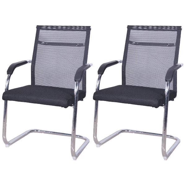 Modern Black Steel Desk Chair with Mid Back and High Back Home Office Chair Black 2 Piece Set Mid-Back (14-22 in.) Clearhalo 'furn' 'furn_office_chair' 'Furniture' 'Office Chairs' 'Office Furniture' 'office_chair' 5510309