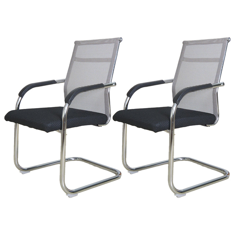 Modern Black Steel Desk Chair with Mid Back and High Back Home Office Chair Khaki 2 Piece Set Mid-Back (14-22 in.) Clearhalo 'furn' 'furn_office_chair' 'Furniture' 'Office Chairs' 'Office Furniture' 'office_chair' 5510314