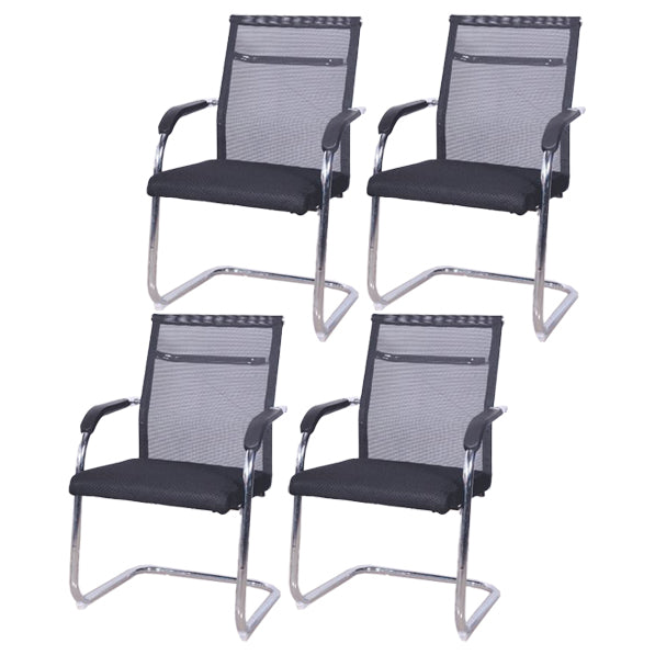 Modern Black Steel Desk Chair with Mid Back and High Back Home Office Chair Black 4 Piece Set Mid-Back (14-22 in.) Clearhalo 'furn' 'furn_office_chair' 'Furniture' 'Office Chairs' 'Office Furniture' 'office_chair' 5510317