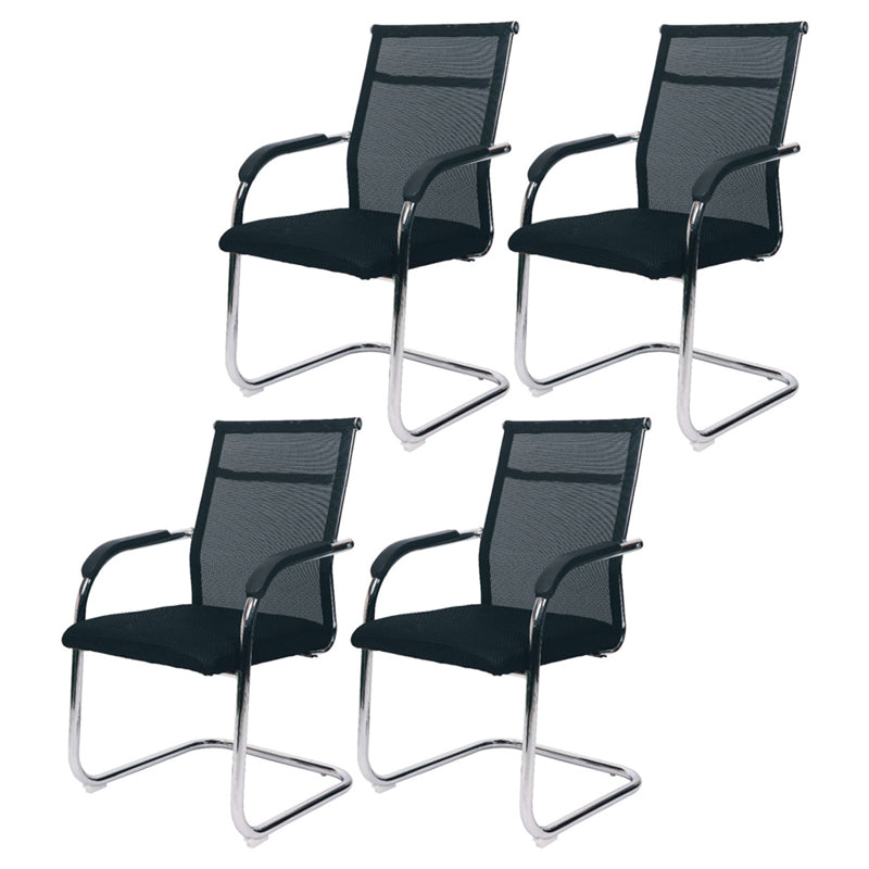 Modern Black Steel Desk Chair with Mid Back and High Back Home Office Chair Black 4 Piece Set High-Back (Over 22 in.) Clearhalo 'furn' 'furn_office_chair' 'Furniture' 'Office Chairs' 'Office Furniture' 'office_chair' 5510319