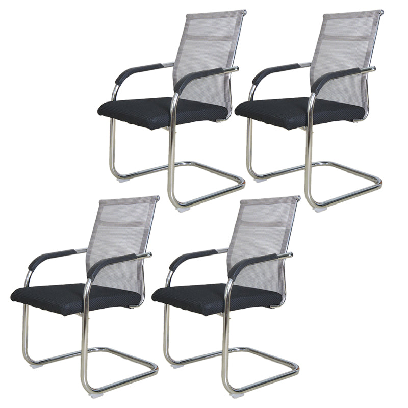 Modern Black Steel Desk Chair with Mid Back and High Back Home Office Chair Khaki 4 Piece Set Mid-Back (14-22 in.) Clearhalo 'furn' 'furn_office_chair' 'Furniture' 'Office Chairs' 'Office Furniture' 'office_chair' 5510321