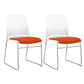 Low Back Office Chair Plastic/Fabric Upholstery Task Chair with Stainless Steel Legs White-Orange 2 Piece Set Clearhalo 'furn' 'furn_office_chair' 'Furniture' 'Office Chairs' 'Office Furniture' 'office_chair' 5510349