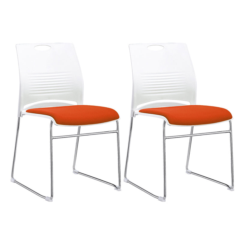 Low Back Office Chair Plastic/Fabric Upholstery Task Chair with Stainless Steel Legs White-Orange 2 Piece Set Clearhalo 'furn' 'furn_office_chair' 'Furniture' 'Office Chairs' 'Office Furniture' 'office_chair' 5510349