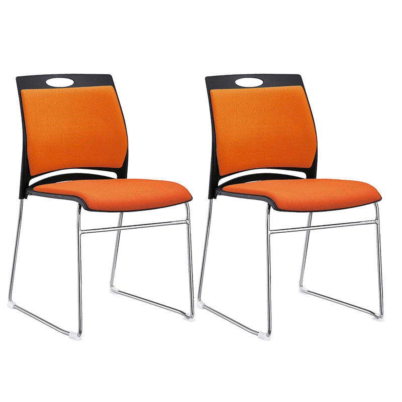 Low Back Office Chair Plastic/Fabric Upholstery Task Chair with Stainless Steel Legs Orange Yellow 2 Piece Set Clearhalo 'furn' 'furn_office_chair' 'Furniture' 'Office Chairs' 'Office Furniture' 'office_chair' 5510354