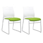 Low Back Office Chair Plastic/Fabric Upholstery Task Chair with Stainless Steel Legs White-Green 2 Piece Set Clearhalo 'furn' 'furn_office_chair' 'Furniture' 'Office Chairs' 'Office Furniture' 'office_chair' 5510360