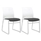 Low Back Office Chair Plastic/Fabric Upholstery Task Chair with Stainless Steel Legs White-Black 2 Piece Set Clearhalo 'furn' 'furn_office_chair' 'Furniture' 'Office Chairs' 'Office Furniture' 'office_chair' 5510361
