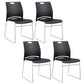 Low Back Office Chair Plastic/Fabric Upholstery Task Chair with Stainless Steel Legs Matte Black 4 Piece Set Clearhalo 'furn' 'furn_office_chair' 'Furniture' 'Office Chairs' 'Office Furniture' 'office_chair' 5510368