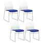 Low Back Office Chair Plastic/Fabric Upholstery Task Chair with Stainless Steel Legs White-Blue 4 Piece Set Clearhalo 'furn' 'furn_office_chair' 'Furniture' 'Office Chairs' 'Office Furniture' 'office_chair' 5510389