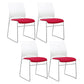 Low Back Office Chair Plastic/Fabric Upholstery Task Chair with Stainless Steel Legs White-Red 4 Piece Set Clearhalo 'furn' 'furn_office_chair' 'Furniture' 'Office Chairs' 'Office Furniture' 'office_chair' 5510390