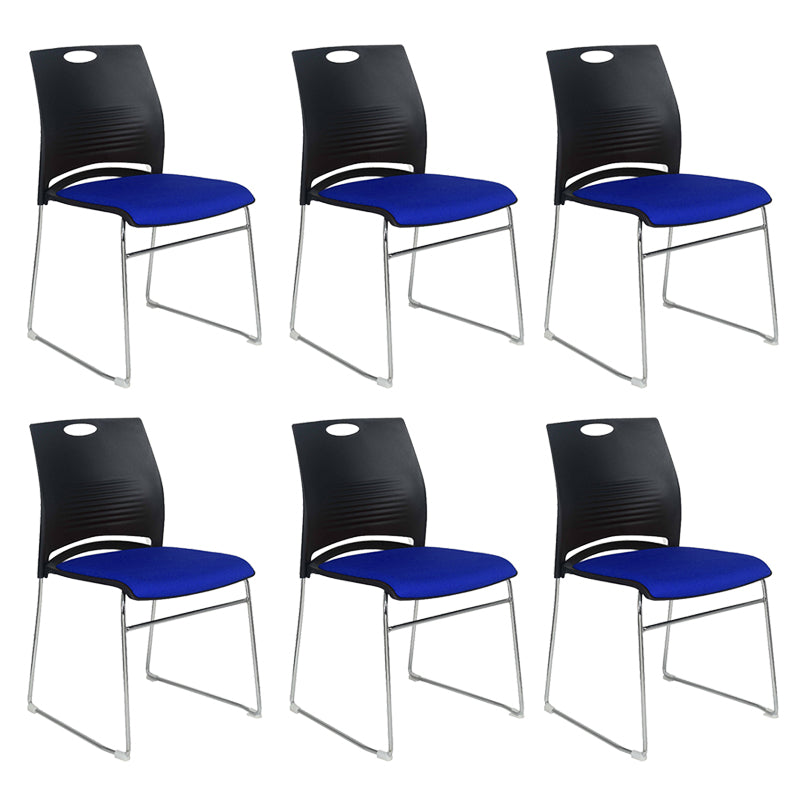 Low Back Office Chair Plastic/Fabric Upholstery Task Chair with Stainless Steel Legs Black-Blue 6 Piece Set Clearhalo 'furn' 'furn_office_chair' 'Furniture' 'Office Chairs' 'Office Furniture' 'office_chair' 5510410