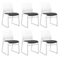 Low Back Office Chair Plastic/Fabric Upholstery Task Chair with Stainless Steel Legs White-Black 6 Piece Set Clearhalo 'furn' 'furn_office_chair' 'Furniture' 'Office Chairs' 'Office Furniture' 'office_chair' 5510415