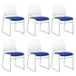 Low Back Office Chair Plastic/Fabric Upholstery Task Chair with Stainless Steel Legs White-Blue 6 Piece Set Clearhalo 'furn' 'furn_office_chair' 'Furniture' 'Office Chairs' 'Office Furniture' 'office_chair' 5510416