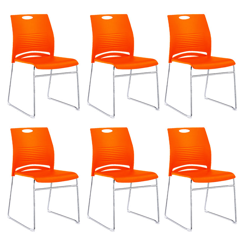 Low Back Office Chair Plastic/Fabric Upholstery Task Chair with Stainless Steel Legs Orange 6 Piece Set Clearhalo 'furn' 'furn_office_chair' 'Furniture' 'Office Chairs' 'Office Furniture' 'office_chair' 5510420