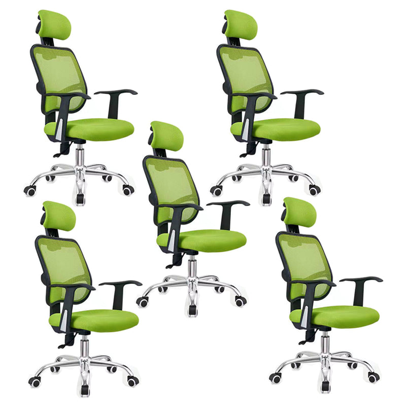 Modern Desk Chair with Mid Back and Headrest Home Office Chair Green 5 Piece Set Clearhalo 'furn' 'furn_office_chair' 'Furniture' 'Office Chairs' 'Office Furniture' 'office_chair' 5510428