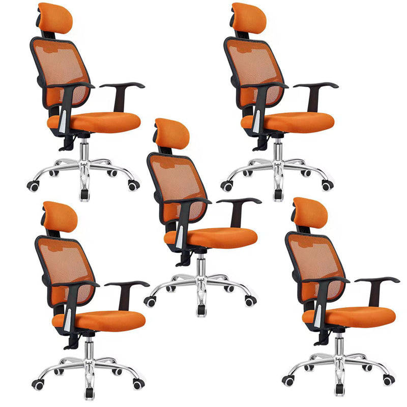 Modern Desk Chair with Mid Back and Headrest Home Office Chair Orange 5 Piece Set Clearhalo 'furn' 'furn_office_chair' 'Furniture' 'Office Chairs' 'Office Furniture' 'office_chair' 5510430