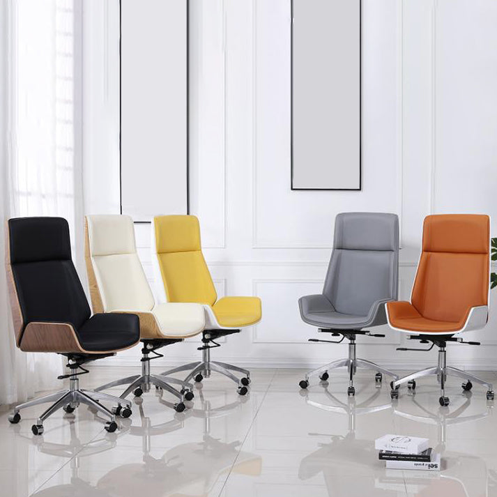 Silla de tareas de cuero falso marco de metal cromado silla de oficina moderna