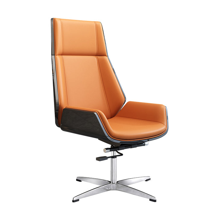 Silla de tareas de cuero falso marco de metal cromado silla de oficina moderna