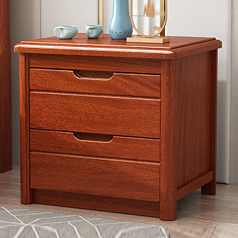 Solid Wood 20" Bed Nightstand 2-Drawer Walnut Modern Night Table
