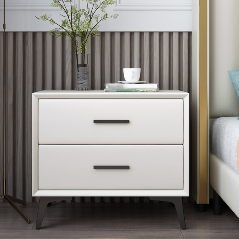 Comodino da 20 "hindici da 2-cassetto comodino moderno comodino da letto in pelle finta con gambe