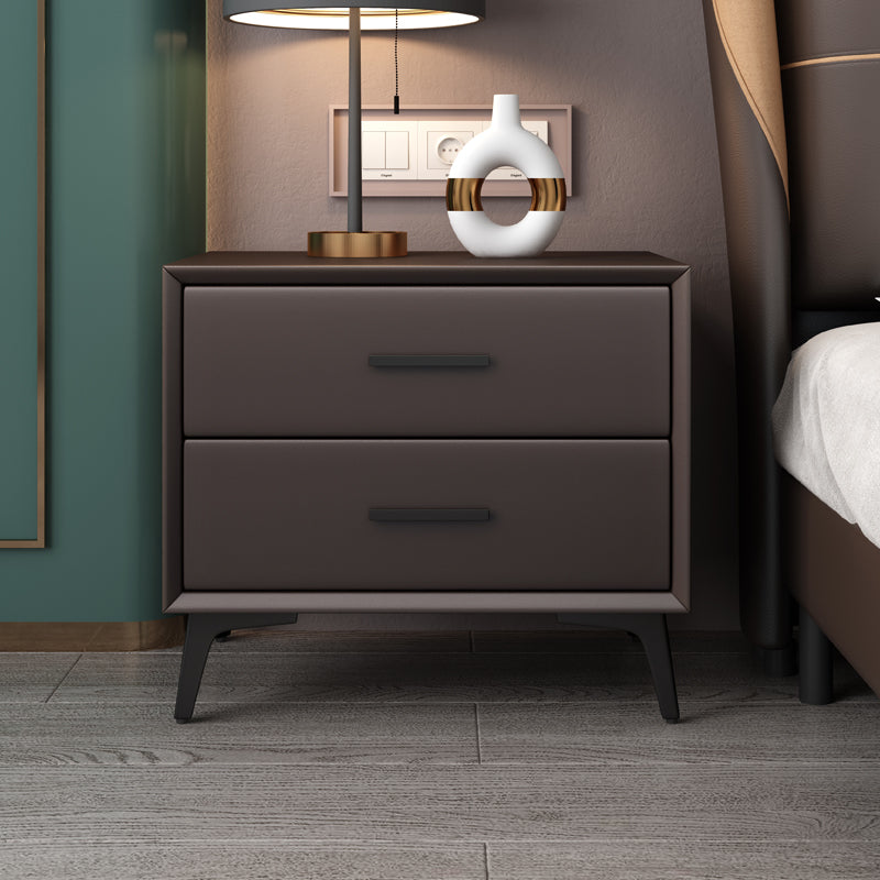 Comodino da 20 "hindici da 2-cassetto comodino moderno comodino da letto in pelle finta con gambe