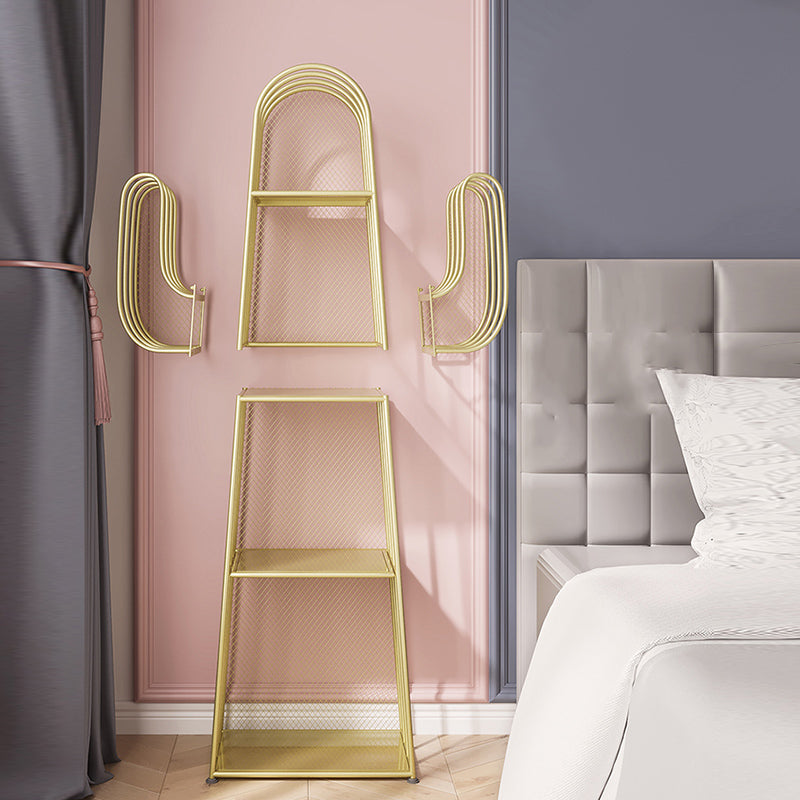 59" H Metal Nightstand Glam Iron 4-Shelf Open Storage Night Table Clearhalo 'Bedroom Furniture' 'furn' 'furn_night_stand' 'Furniture' 'night_stand' 'Nightstands' 5510707