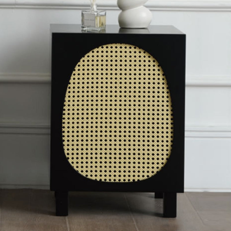 Modern 22" H Night Table Solid Wood Cabinet Included Bedside Cabinet with Legs Matte Black Clearhalo 'Bedroom Furniture' 'furn' 'furn_night_stand' 'Furniture' 'night_stand' 'Nightstands' 5510742