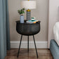 Metaal moderne accenttafel nachtkastje ronde poten inbegrepen bedachtkast in zwart/wit