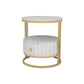 22" H Metal Nightstand Glam Stone Top 1-Drawer Open Storage Night Table Gloss White Clearhalo 'Bedroom Furniture' 'furn' 'furn_night_stand' 'Furniture' 'night_stand' 'Nightstands' 5510832
