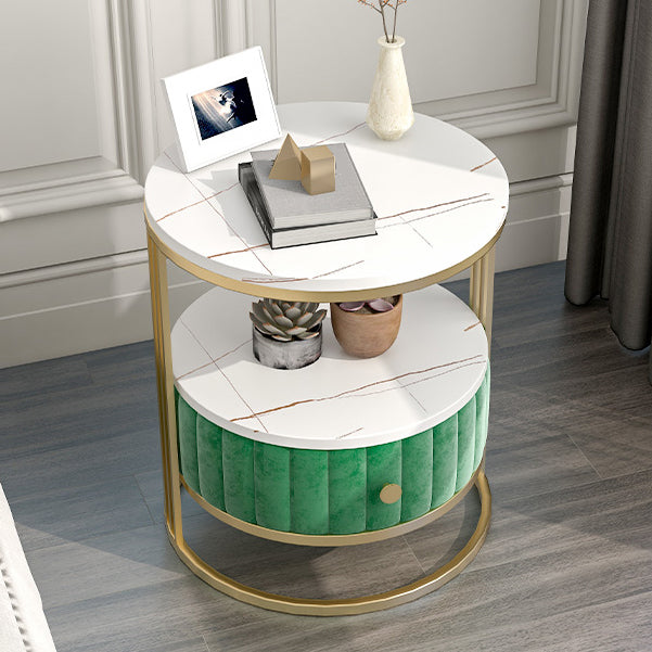 22" H Metal Nightstand Glam Stone Top 1-Drawer Open Storage Night Table Clearhalo 'Bedroom Furniture' 'furn' 'furn_night_stand' 'Furniture' 'night_stand' 'Nightstands' 5510833