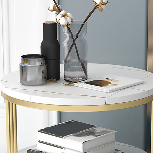 22" H Metal Nightstand Glam Stone Top 1-Drawer Open Storage Night Table Clearhalo 'Bedroom Furniture' 'furn' 'furn_night_stand' 'Furniture' 'night_stand' 'Nightstands' 5510835