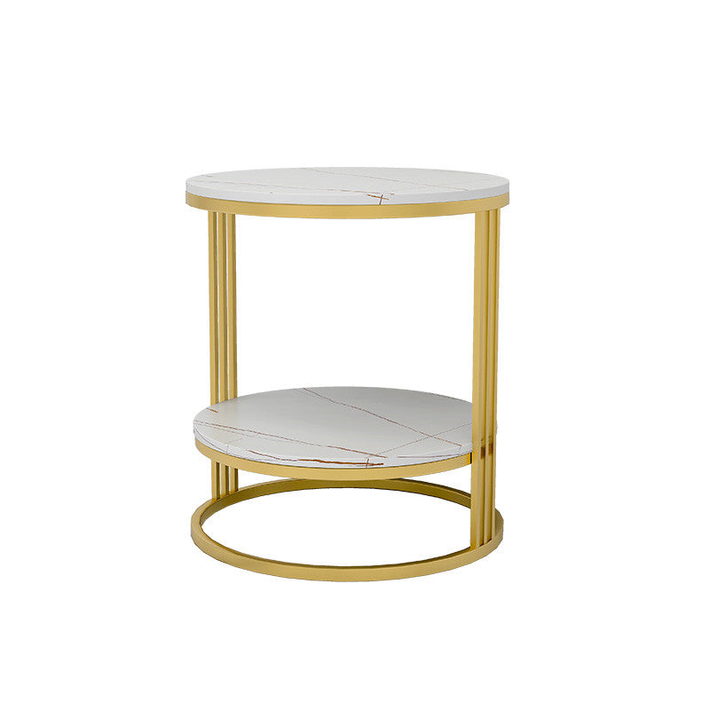 22" H Metal Nightstand Glam Stone Top 1-Drawer Open Storage Night Table White Clearhalo 'Bedroom Furniture' 'furn' 'furn_night_stand' 'Furniture' 'night_stand' 'Nightstands' 5510838