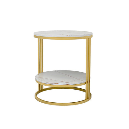 22" H Metal Nightstand Glam Stone Top 1-Drawer Open Storage Night Table White Clearhalo 'Bedroom Furniture' 'furn' 'furn_night_stand' 'Furniture' 'night_stand' 'Nightstands' 5510838