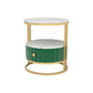 22" H Metal Nightstand Glam Stone Top 1-Drawer Open Storage Night Table Green-White Clearhalo 'Bedroom Furniture' 'furn' 'furn_night_stand' 'Furniture' 'night_stand' 'Nightstands' 5510840
