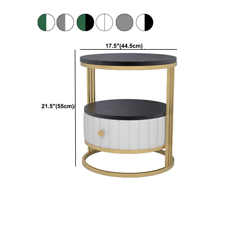 22" H Metal Nightstand Glam Stone Top 1-Drawer Open Storage Night Table Clearhalo 'Bedroom Furniture' 'furn' 'furn_night_stand' 'Furniture' 'night_stand' 'Nightstands' 5510842