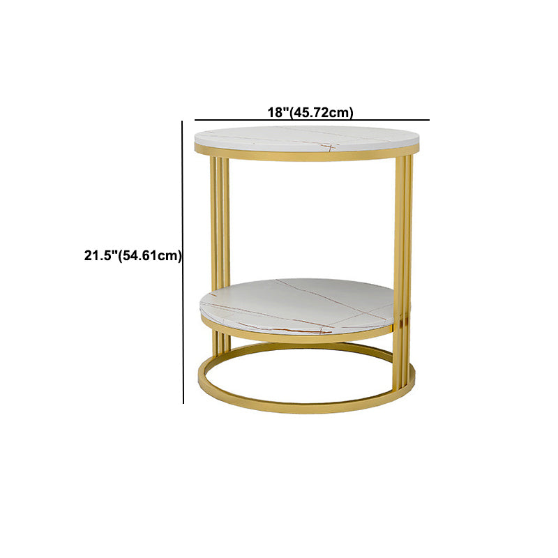 22" H Metal Nightstand Glam Stone Top 1-Drawer Open Storage Night Table Clearhalo 'Bedroom Furniture' 'furn' 'furn_night_stand' 'Furniture' 'night_stand' 'Nightstands' 5510843
