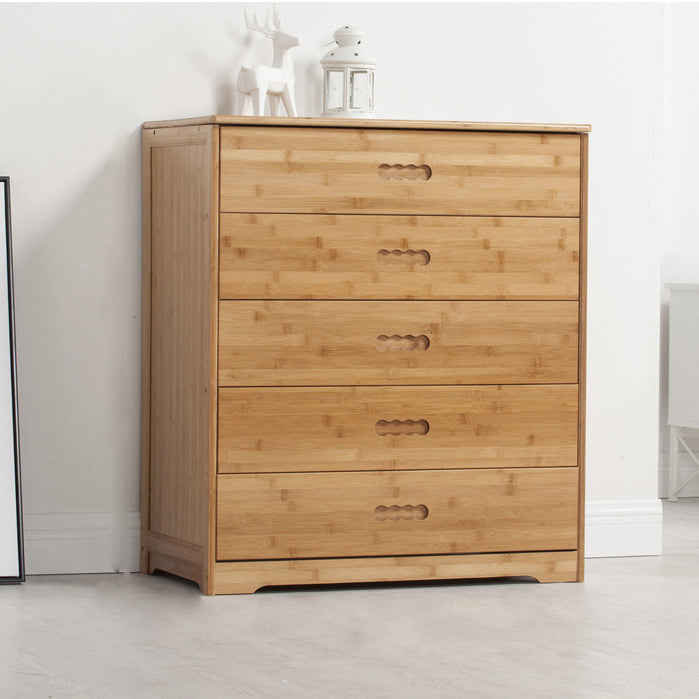 Modern Bamboo Storage Chest Dresser Bedroom Storage Chest with Drawers
