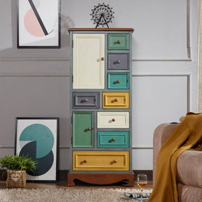 Retro Style Wooden Storage Chest Dresser Bedroom Storage Chest with Drawers 24"L x 14"W x 56"H Army Green
