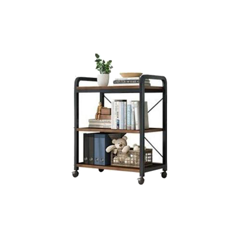 Modern Open Back Etagere Bookcase Steel Bookshelf for Home Office 24"L x 12"W x 31"H Walnut Clearhalo 'Bookcases' 'furn' 'furn_bookcases' 'Furniture' 'Office Furniture' 5511497