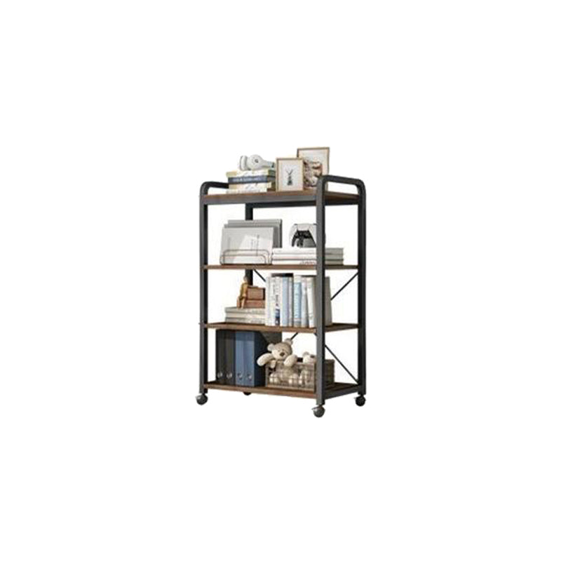 Modern Open Back Etagere Bookcase Steel Bookshelf for Home Office 23.6"L x 11.8"W x 43.3"H Walnut Clearhalo 'Bookcases' 'furn' 'furn_bookcases' 'Furniture' 'Office Furniture' 5511507