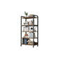 Modern Open Back Etagere Bookcase Steel Bookshelf for Home Office 23.6"L x 11.8"W x 55.5"H Walnut Clearhalo 'Bookcases' 'furn' 'furn_bookcases' 'Furniture' 'Office Furniture' 5511513