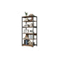 Modern Open Back Etagere Bookcase Steel Bookshelf for Home Office 24"L x 12"W x 63"H Walnut Clearhalo 'Bookcases' 'furn' 'furn_bookcases' 'Furniture' 'Office Furniture' 5511517