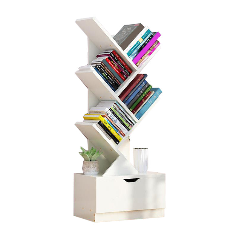 Modern Engineer Wood Bookshelf 7.87" Wide Office Shelf Bookcase 13.5"L x 7.9"W x 37.9"H Ivory Clearhalo 'Bookcases' 'furn' 'furn_bookcases' 'Furniture' 'Office Furniture' 5511648