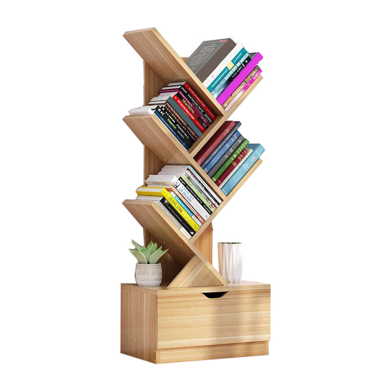 Modern Engineer Wood Bookshelf 7.87" Wide Office Shelf Bookcase 13.5"L x 7.9"W x 37.9"H Natural Clearhalo 'Bookcases' 'furn' 'furn_bookcases' 'Furniture' 'Office Furniture' 5511654