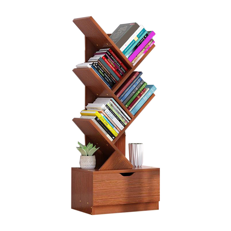 Modern Engineer Wood Bookshelf 7.87" Wide Office Shelf Bookcase 13.5"L x 7.9"W x 37.9"H Walnut Clearhalo 'Bookcases' 'furn' 'furn_bookcases' 'Furniture' 'Office Furniture' 5511656